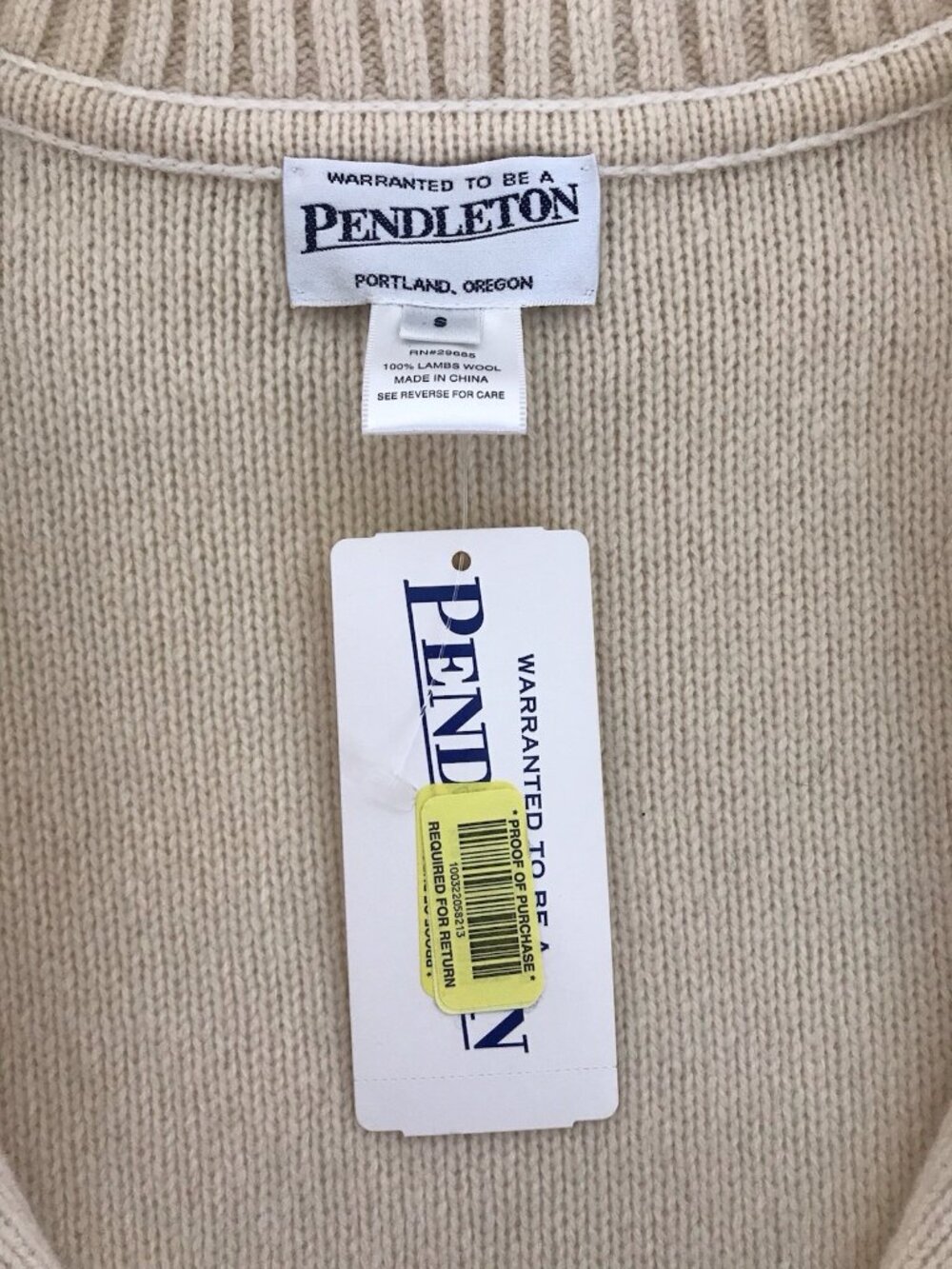 Pendleton 100% Lambswool Full Zip Cable Knit Ladies Sweater Cream Size Small - Picture 8 of 13